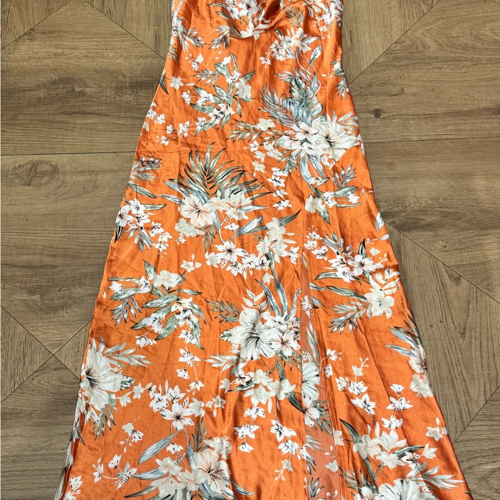 Tropical Floral Maxi Dress in Orange